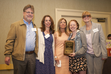 Allie Dagg, her parents Dave and Stacey, Nina Livingstone, and Volunteer Coordinator Jen Buchanan at awards presentation