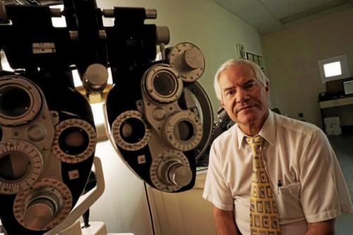 Dr. Charles Mandel in his office at MABVI's new low vision center in Berkshire County