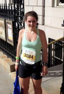 Michaela Flaherty in racing gear