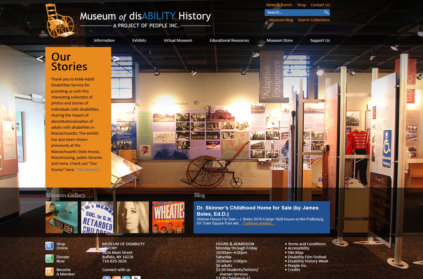 Screenshot of Our Stories featured on Museum of Disability website front page